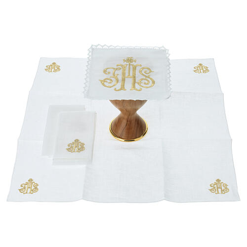JHS Altar linen set 100% linen with gold embroidery 2