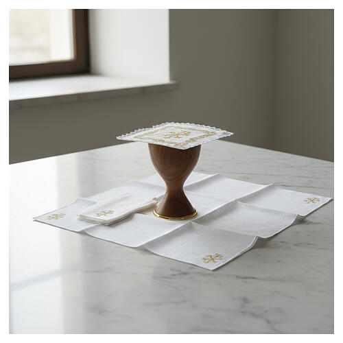 Linge d'autel 100% lin broderie Chi-Rho doré 2