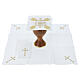 Altar linens set, 100% linen, IHS with floral embroidery s3