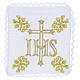 Linge d'autel 100% lin broderie IHS et fleurs s1