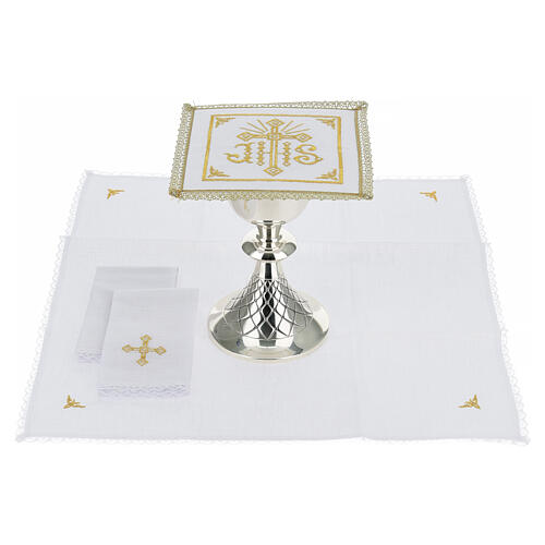 Mass linen set in linen with JHS monogram and cross 3