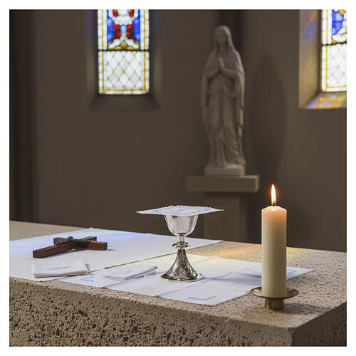 Conjunto de altar em linho com bordado mariano azul 2