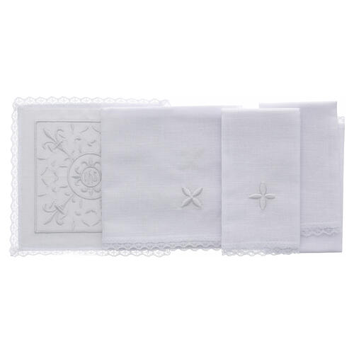 Servicio de misa hilo con motivo floral blanco 4