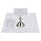 Set per messa lino con decoro floreale bianco s3