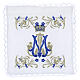 Linge d'autel broderie mariale or et bleu en lin s1