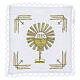 Complete altar linens set in linen with JHS chalice and host gold embroidery s1