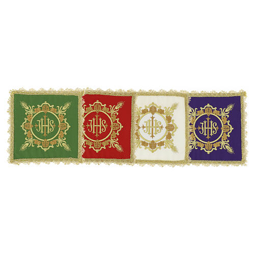 Palia litúrgica palia cáliz con bordado IHS y decoración barroca dorada 1