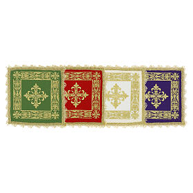 Palle liturgique pour calice avec croix stylisée et bordure brodée or