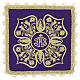 Liturgical chalice pall with IHS embroidery and gold floral motifs s6