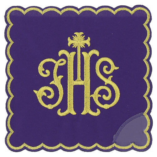 Chalice veil in polyester with golden border and JHS 6