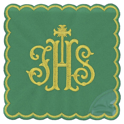 Polyester Chalice Pall with Gold JHS and Shaped Border 3