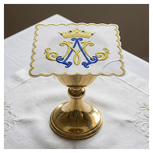 Marian chalice pall with gold embroidery, polyester 2