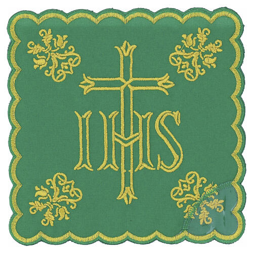 Chalice veil with gold cross and scrollwork, polyester 3