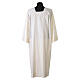 Ivory alb for amice with four front pleats and square collar, cotton blend s6