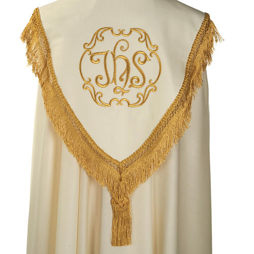 Liturgical cope with gold IHS symbol and roses embroideries 5