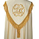 Liturgical cope with gold IHS symbol and roses embroideries s5