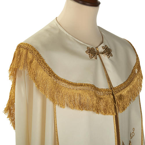 Wool liturgical cope with gold IHS symbol and rose embroideries 4