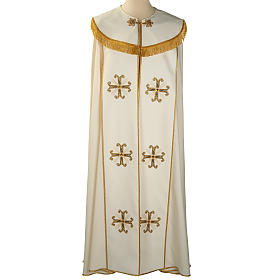 Liturgical cope with gold cross and glass pearl