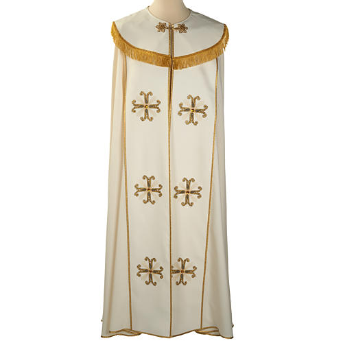 Liturgical cope with gold cross and glass pearl 1