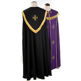 Liturgical cope with gold cross, black or purple