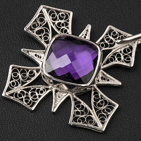 Cope Clasp in silver 800 filigree, cross with Amethyst