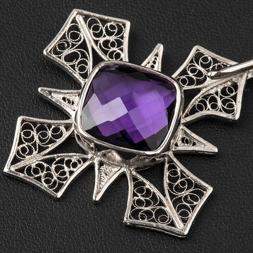 Cope Clasp in silver 800 filigree, cross with Amethyst 2