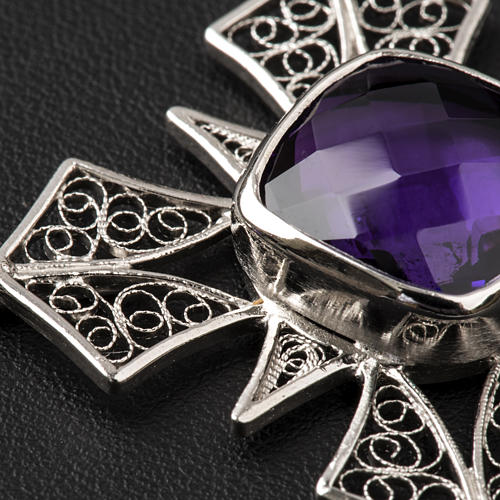 Cope Clasp in silver 800 filigree, cross with Amethyst 4