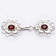 Cope clasp, 800 silver filigree, round with red stone s1