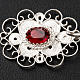 Cope clasp, 800 silver filigree, round with red stone s2