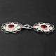 Cope clasp, 800 silver filigree, round with red stone s3