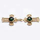 Cope Clasp in silver filigree, cross decoration with green Agate s1