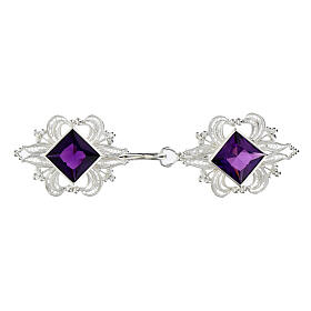 Cope Clasp in silver 800 filigree with Amethyst stone