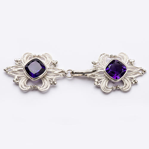 Cope Clasp in silver 800 filigree with Amethyst stone 1