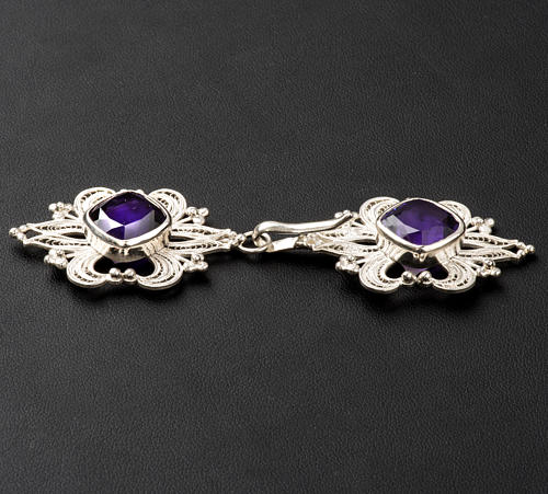 Cope Clasp in silver 800 filigree with Amethyst stone 3