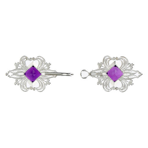 Cope Clasp in silver 800 filigree with Amethyst stone 3