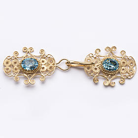 Cope Clasp in silver 800 filigree with blue stone