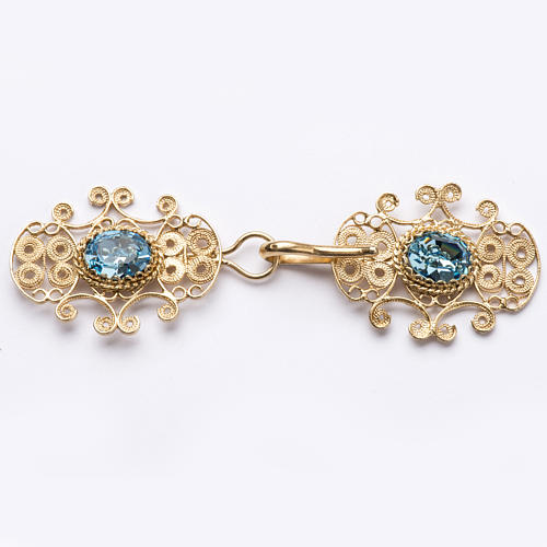 Cope Clasp in silver 800 filigree with blue stone 1