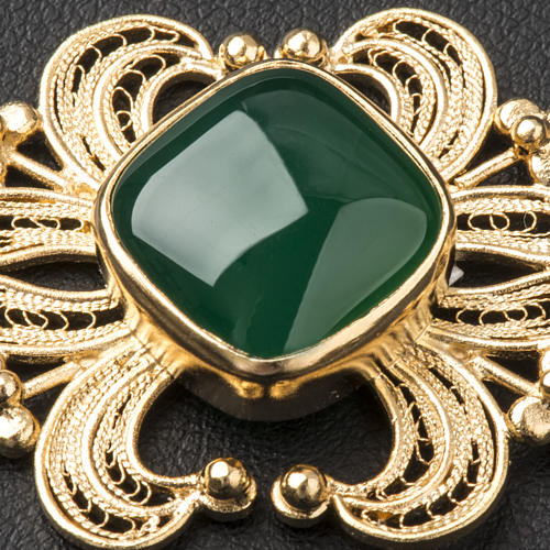 Cope Clasp in golden silver 800 filigree with green Agate 3