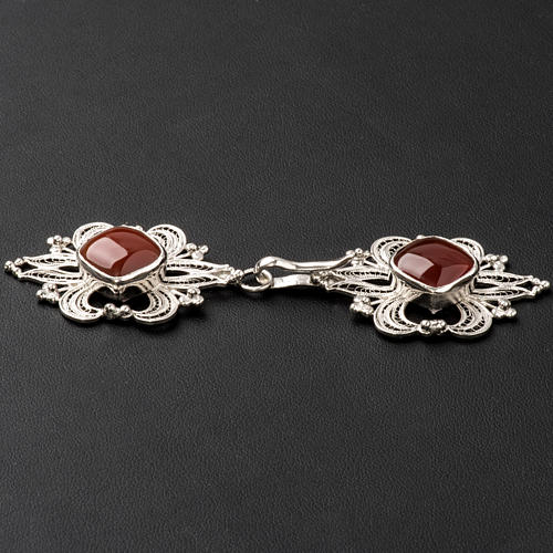 Cope Clasp in silver 800 filigree with carnelian stone 3