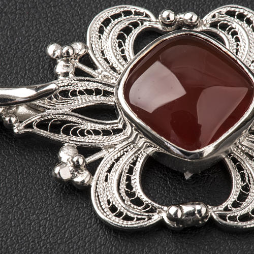 Cope Clasp in silver 800 filigree with carnelian stone 4