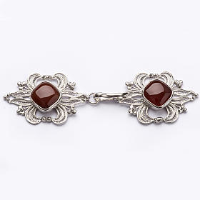 Cope Clasp in silver 800 filigree with carnelian stone