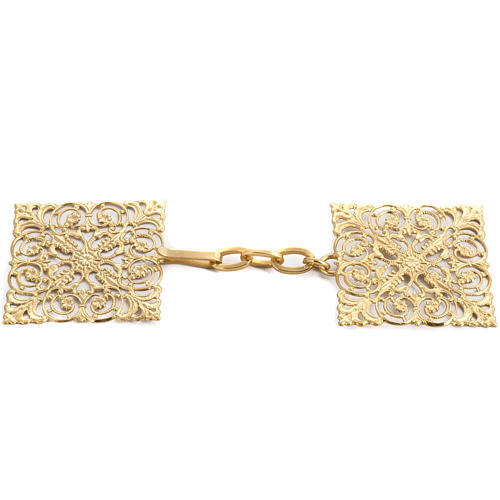 Cope clasp, gold-plated brass, square 1