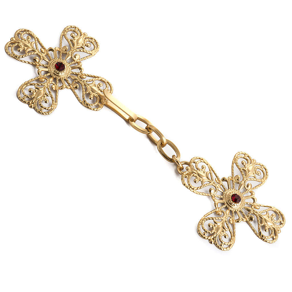 Cope clasp, gold-plated brass, cross with stone | online sales on ...