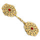 Cope clasp, gold-plated brass, round with red stone s1