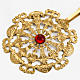 Cope clasp, gold-plated brass, round with red stone s2