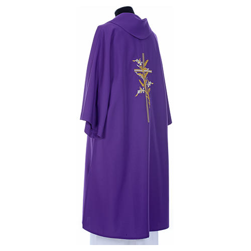 Dalmatic with embroidered ears of wheat and cross 100% polyester 11