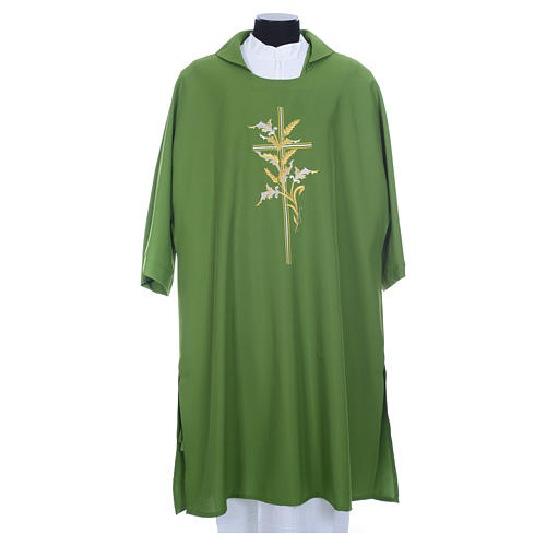 Catholic Deacon Dalmatic with embroidered ears of wheat and cross 100% polyester 3