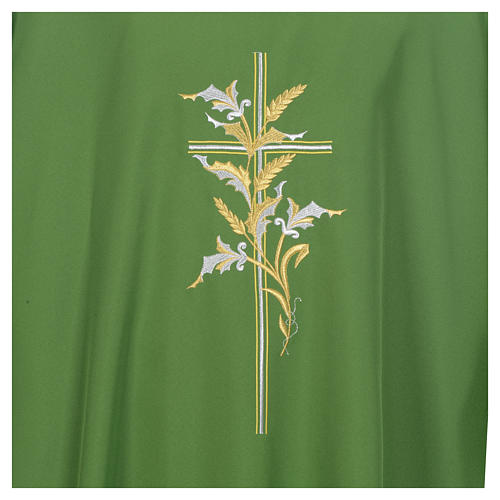 Catholic Deacon Dalmatic with embroidered ears of wheat and cross 100% polyester 4
