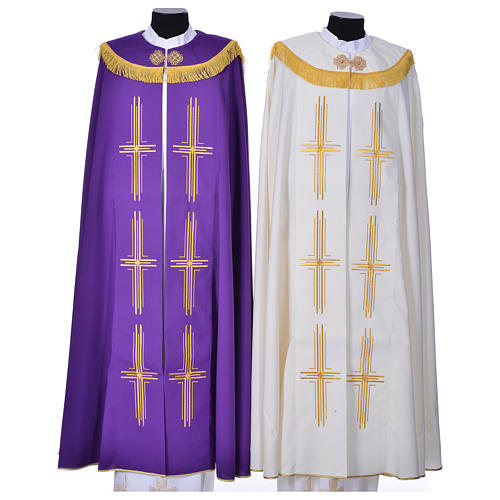 Cope in polyester with 6 crosses embroidery 1