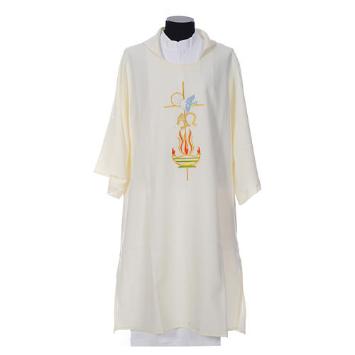 Dalmatic with embroidered flame, alpha and omega 100% polyester 4